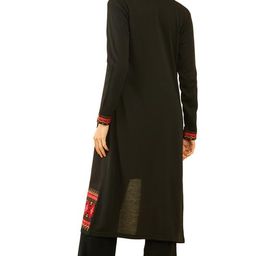 soch Womens Black Acrylic Geometric Pattern Knitted Open-Front Longline Shrug image 4