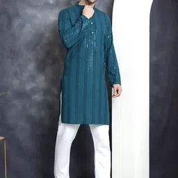 Jompers Ethnic Motifs Embroidered Regular Sequinned Kurta with Pyjamas image 1