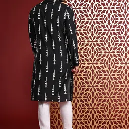 MANQ Men Embroidered Mirror Work Pure Cotton Kurta with Pyjamas image 5