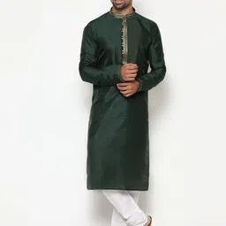 COCOI LIFESTYLE Men Green Dupion Silk Kurta with Pyjamas-56
