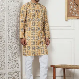 Anouk Men Ethnic Motifs Printed Regular Sequinned Kurta with Pyjamas-12