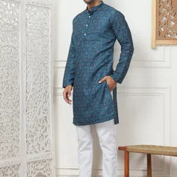 Anouk Men Floral Printed Regular Sequinned Kurta with Pyjamas-18