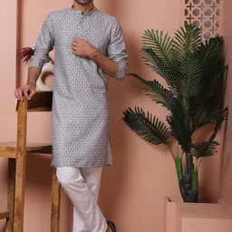 Anouk Floral Printed Regular Pure Cotton Sequinned Straight Kurta & Pyjamas-image-58