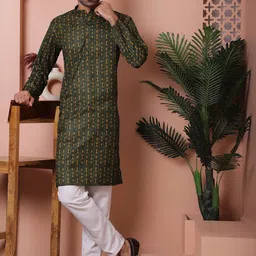 Jompers Printed Mandarin Collar Long Sleeves Pure Cotton Kurta with Pyjamas-image-16