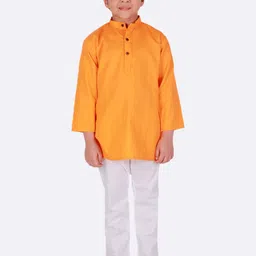 Superminis Boys Orange & White Pure Cotton Kurta with Pyjama-picture-13