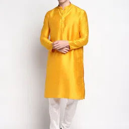 DEVOILER Men Yellow Kurta with Churidar-image-13