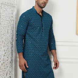 Anouk Men Embroidered Regular Sequinned Kurta with Pyjamas image 3