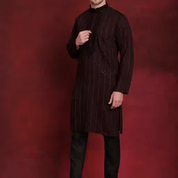Jompers Embroidered Regular Sequinned Straight Kurta With Pyjamas image 4