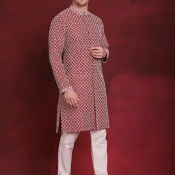 Jompers Embroidered Regular Sequinned Front Open Straight Kurta With Pyjamas image 4