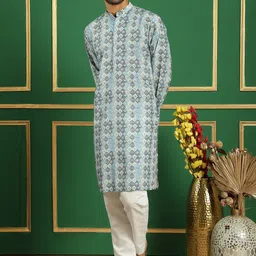 Anouk Ethnic Motifs Printed Regular Thread Work Kurta & Pyjamas image 4