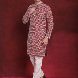Jompers Embroidered Regular Sequinned Front Open Straight Kurta With Pyjamas image 5