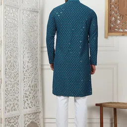 Anouk Men Embroidered Regular Sequinned Kurta with Pyjamas image 4