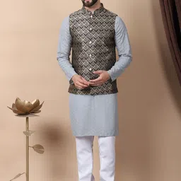 Anouk Men Embroidered Regular Thread Work Pure Cotton Kurta with Churidar-picture-31