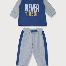 Gini and Jony Girls Blue & Grey Printed T-shirt with Pyjama-image-89