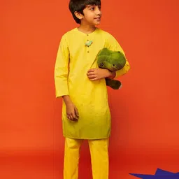 Somersault Boys Dyed Regular Pure Cotton Kurta With Pyjamas-3