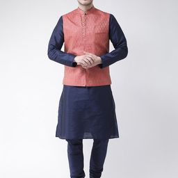 DEYANN Men Red Layered Kurta with Pyjamas-picture-55