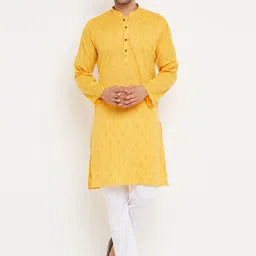 Armaan Ethnic Men Yellow Kurta with Pyjamas-image-59