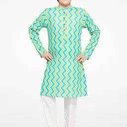 Jeetethnics Boys Green Printed Kurta with Pyjamas-image-50