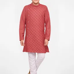 Jeetethnics Boys Maroon Angrakha Kurta with Pyjamas-picture-36