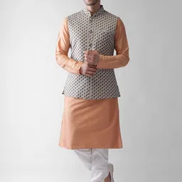 KISAH Men Grey Regular Kurta with Churidar-80