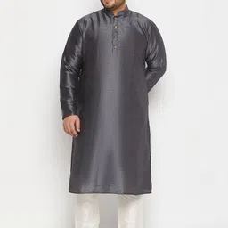 VASTRAMAY Plus Size Mandarin Collar Regular Kurta with Churidar-12