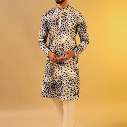KISAH Men Abstract Printed Mandarin Collar Kurta with Pyjamas-picture-8