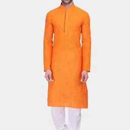 RG DESIGNERS Men Orange Regular Kurta with Churidar-picture-40