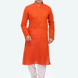 RG DESIGNERS Men Orange Regular Kurta with Pyjamas-picture-23