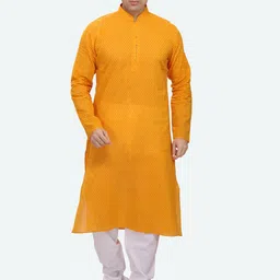 RG DESIGNERS Men Yellow Regular Kurta with Pyjamas-25