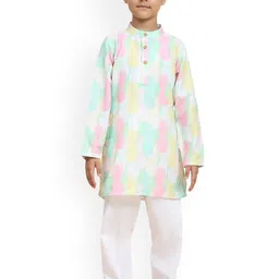 BAESD Boys Mandarin Collar Graphic Printed Cotton Linen Regular Kurta with Pyjamas-picture-32