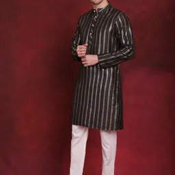 Anouk Striped Printed Regular Straight Kurta with Pyjamas-picture-3