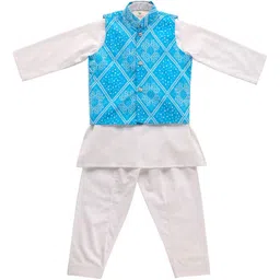 Cute Couture Boys Band Collar Straight Kurta with Pyjamas & Jacket-21