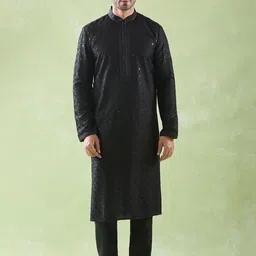 Arihant Rai Sinha Men Floral Embroidered Regular Kurta with Pyjamas-image-98
