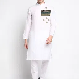 DEVOILER Ethnic Motifs Printed Mandarin Collar Regular Kurta With Pyjamas-picture-12