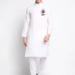 DEVOILER Ethnic Motifs Printed Mandarin Collar Kurta with Pyjamas-picture-26