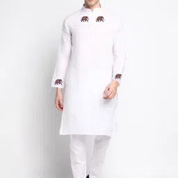 DEVOILER Ethnic Motifs Printed Band Collar Kurta with Pyjamas-picture-27