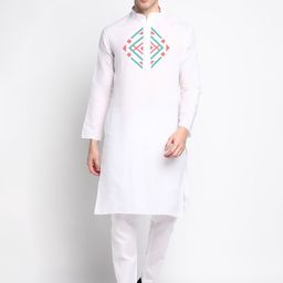 DEVOILER Geometric Printed Band Collar Straight Kurta with Pyjama-picture-28