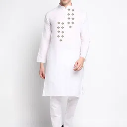 DEVOILER Ethnic Motifs Printed Mandarin Collar Regular Kurta With Pyjamas-picture-15