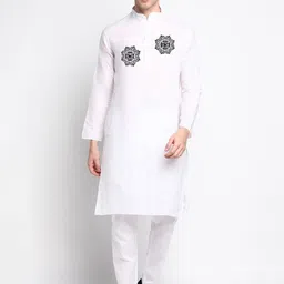 DEVOILER Ethnic Motifs Printed Band Collar Straight Kurta with Pyjama-picture-35