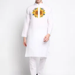 DEVOILER Floral Printed Band Collar Straight Kurta with Pyjamas-picture-42