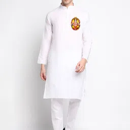 DEVOILER Ethnic Motifs Printed Band Collar Straight Kurta with Pyjamas-picture-16