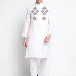 DEVOILER Ethnic Motifs Printed Band Collar Kurta with Pyjamas-picture-22