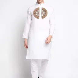 DEVOILER Ethnic Motifs Printed Band Collar Straight Kurta with Pyjama-picture-56