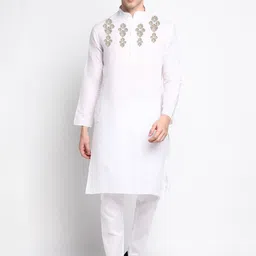 DEVOILER Ethnic Motifs Printed Mandarin Collar Regular Kurta With Pyjamas-picture-55
