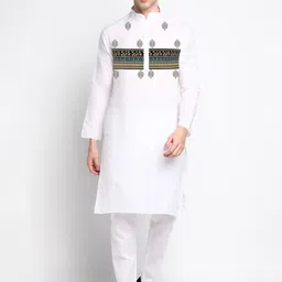DEVOILER Ethnic Motifs Printed Band Collar Kurta with Pyjamas-picture-17