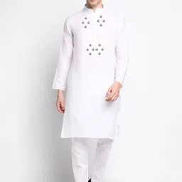 DEVOILER Ethnic Motifs Printed Band Collar Straight Kurta with Trousers-picture-54