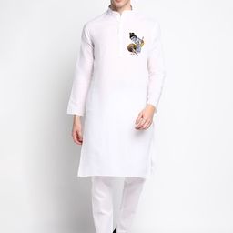 DEVOILER Ethnic Motifs Printed Band Collar Straight Kurta with Pyjamas-picture-41
