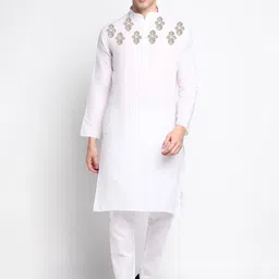 DEVOILER Ethnic Motifs Printed Mandarin Collar Regular Kurta With Pyjamas-picture-18