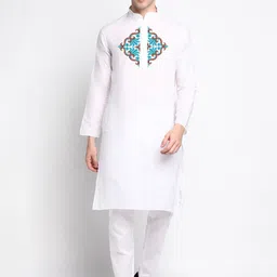 DEVOILER Ethnic Motifs Printed Band Collar Straight Kurta with Pyjama-picture-54