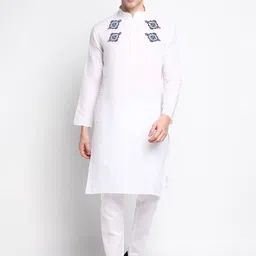 DEVOILER Ethnic Motifs Printed Mandarin Collar Straight Kurta With Pyjamas-picture-48